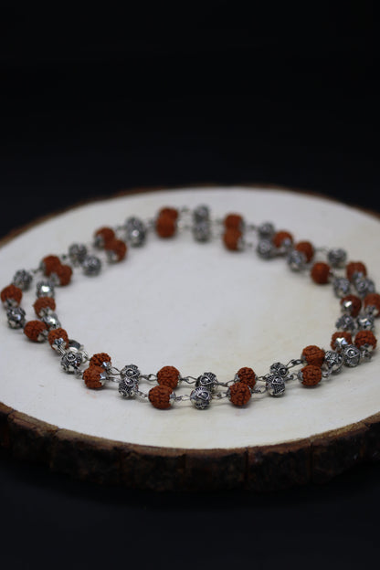 Silver Plated Rudraksha Vel Mala