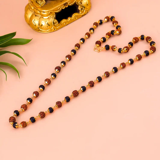 Divine Karungali Rudraksh Mala with Gold Plated Caps
