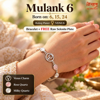 Mulank 6 Shukra Crystal Bracelet with FREE Raw Selenite Plate