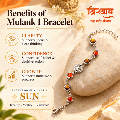Mulank 1 Sun Crystal Bracelet with FREE Raw Selenite Plate