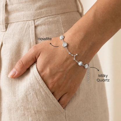 Cancer Zodiac Constellation Bracelet for Women with Free Selenite Plate — Inspired by the Cancer Constellation, Crafted for Cancer Energy