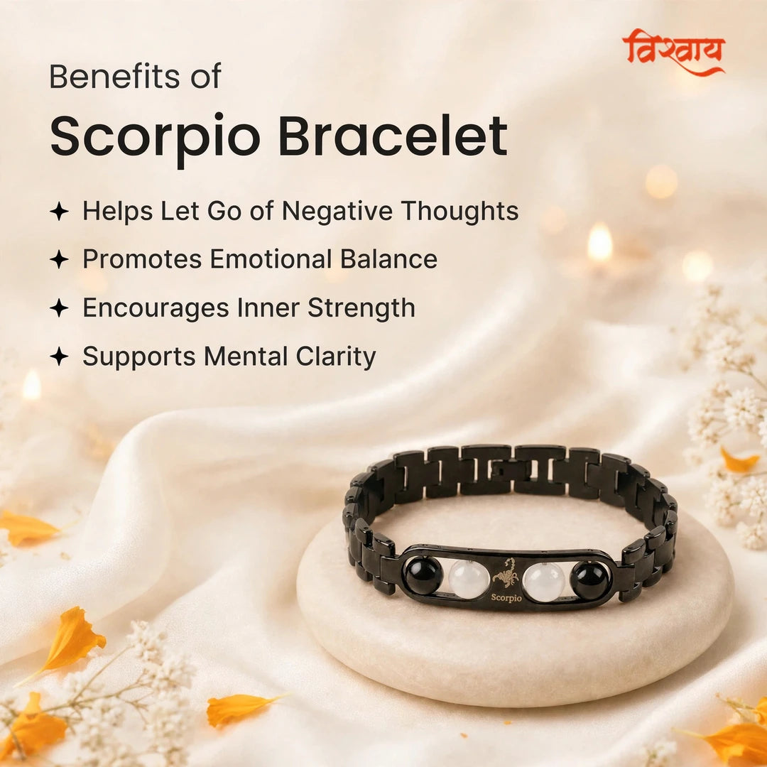 Scorpio Zodiac Metal Bracelet with Free Raw Selenite Plate