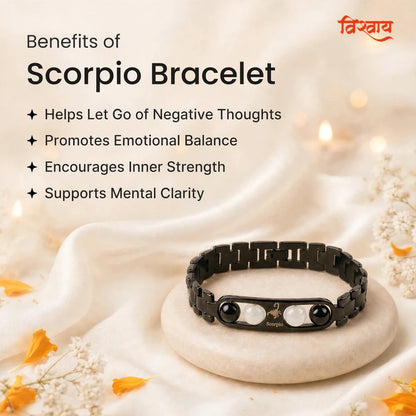 Scorpio Zodiac Metal Bracelet with Free Raw Selenite Plate