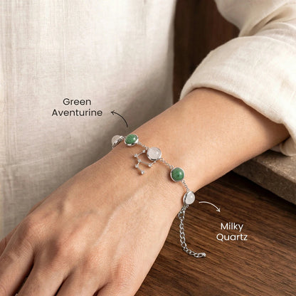 Gemini Zodiac Constellation Bracelet for Women with Free Selenite Plate — Inspired by the Gemini Constellation, Crafted for Gemini Energy