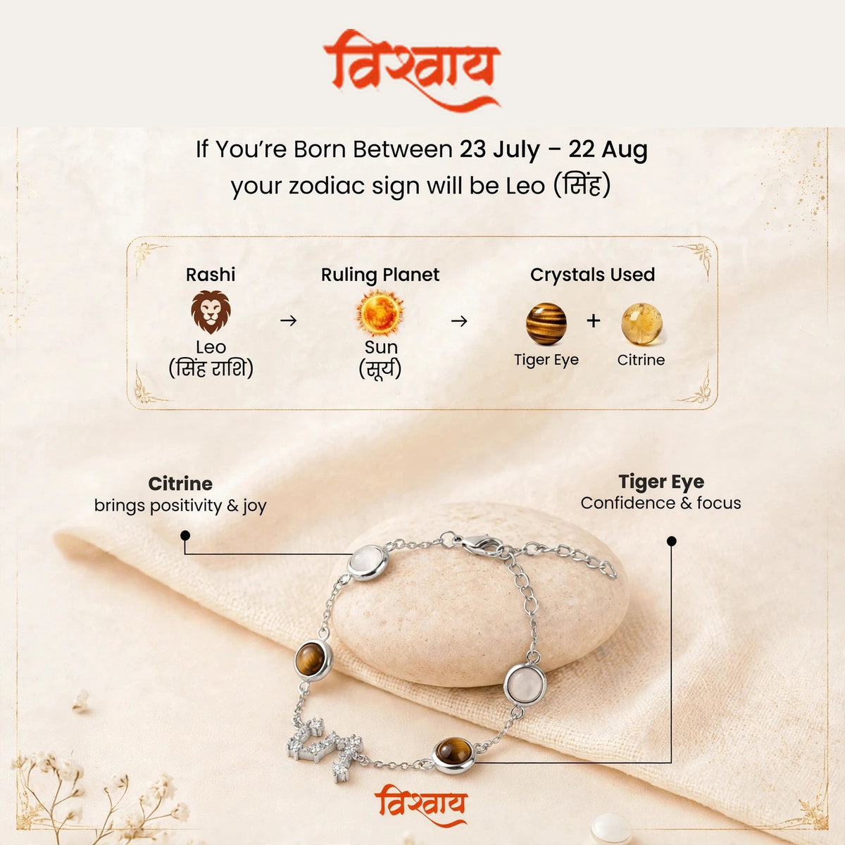 Leo Zodiac Constellation Bracelet for Women with Free Selenite Plate — Inspired by the Leo Constellation, Crafted for Leo Energy