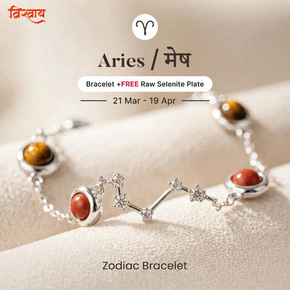 Aries Zodiac Constellation Bracelet for Women with Free Selenite Plate — Inspired by the Aries Constellation, Crafted for Aries Energy