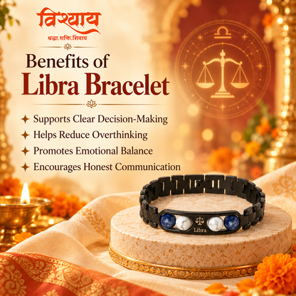 Libra Zodiac Metal Bracelet with Free Raw Selenite Plate