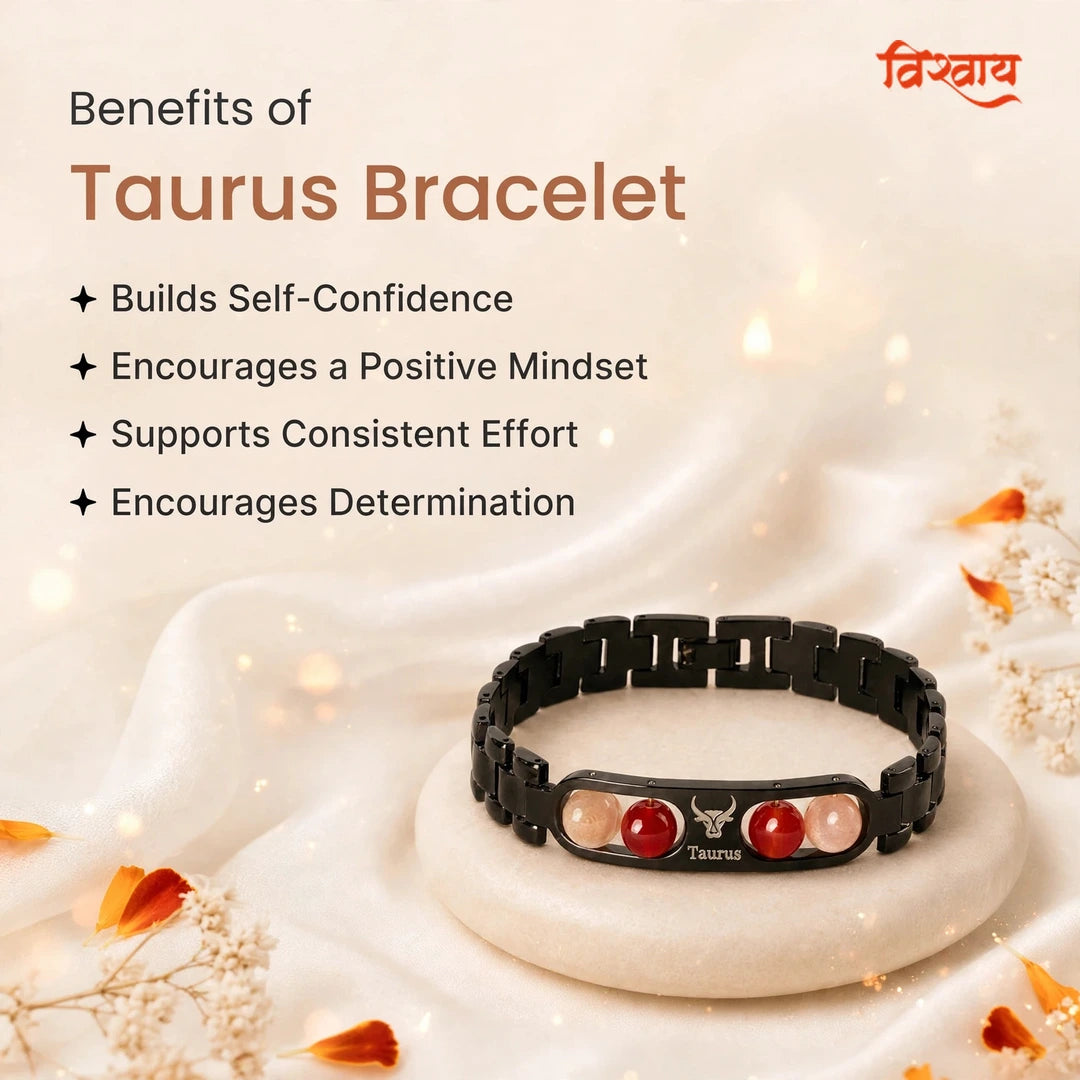 Taurus Zodiac Metal Bracelet with Free Raw Selenite Plate