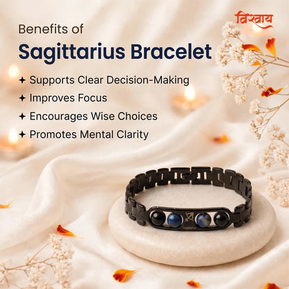 Sagittarius Zodiac Metal Bracelet with Free Raw Selenite Plate