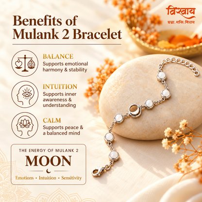 Mulank 2 Moon Crystal Bracelet with FREE Raw Selenite Plate