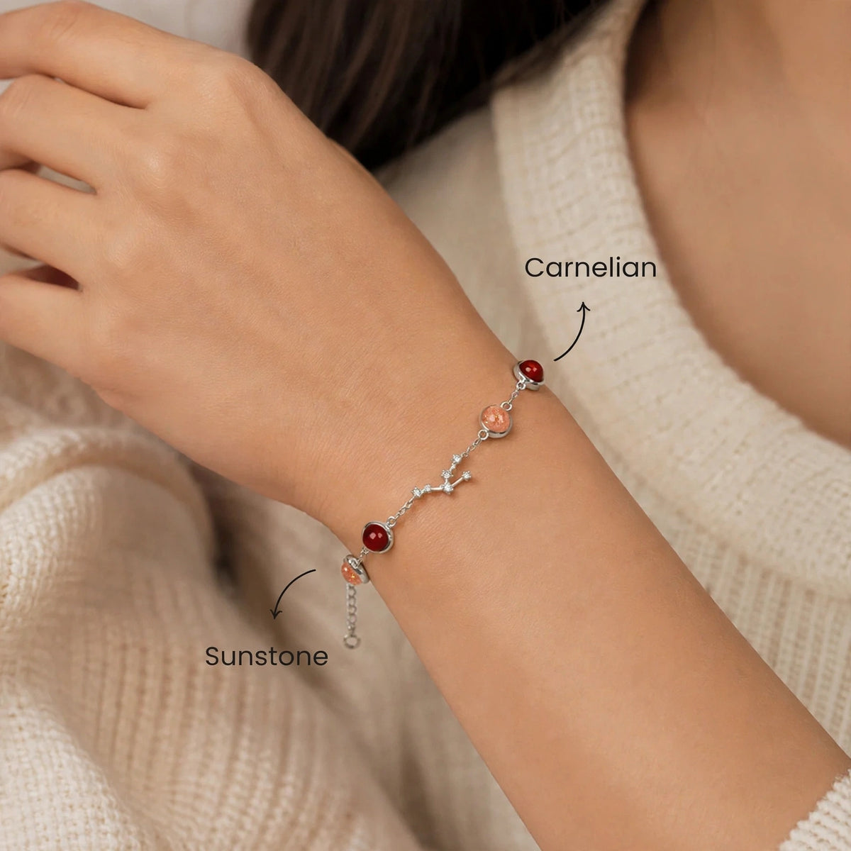 Taurus Zodiac Constellation Bracelet for Women with Free Selenite Plate — Inspired by the Taurus Constellation, Crafted for Taurus Energy