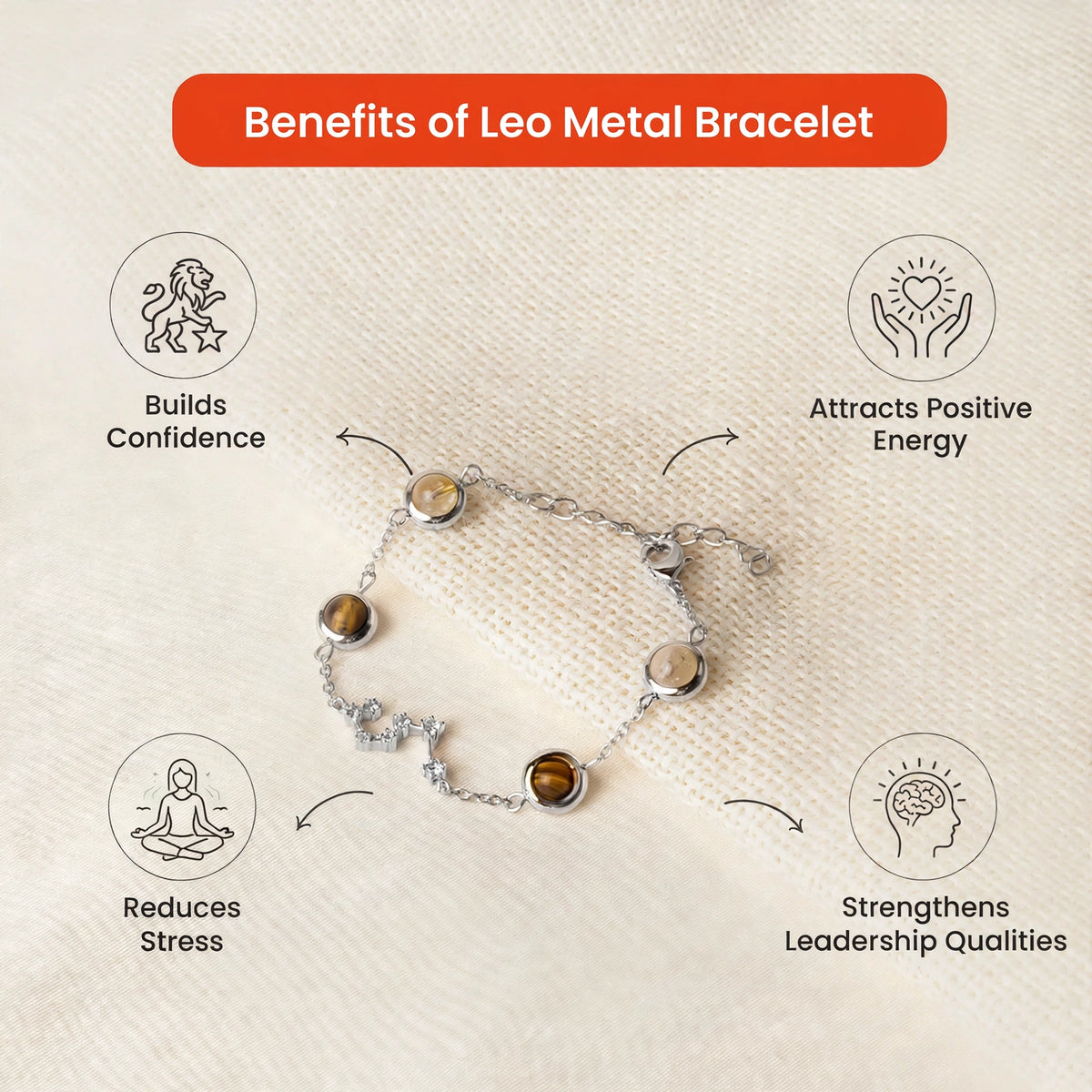 Leo Zodiac Constellation Bracelet for Women with Free Selenite Plate — Inspired by the Leo Constellation, Crafted for Leo Energy