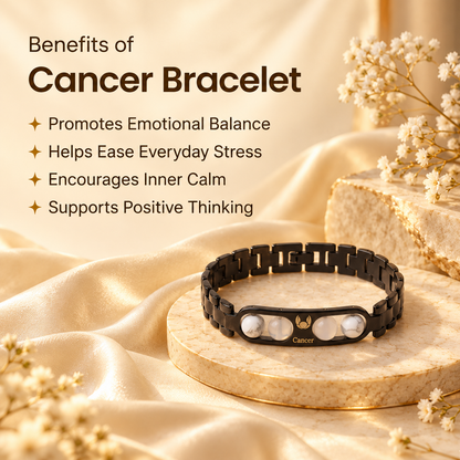 Cancer Zodiac Metal Bracelet with Free Raw Selenite Plate
