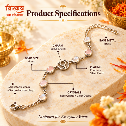 Mulank 6 Shukra Crystal Bracelet with FREE Raw Selenite Plate
