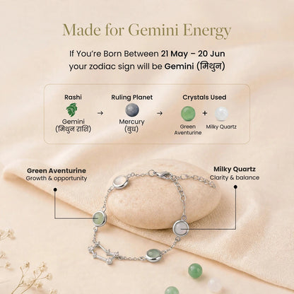 Gemini Zodiac Constellation Bracelet for Women with Free Selenite Plate — Inspired by the Gemini Constellation, Crafted for Gemini Energy
