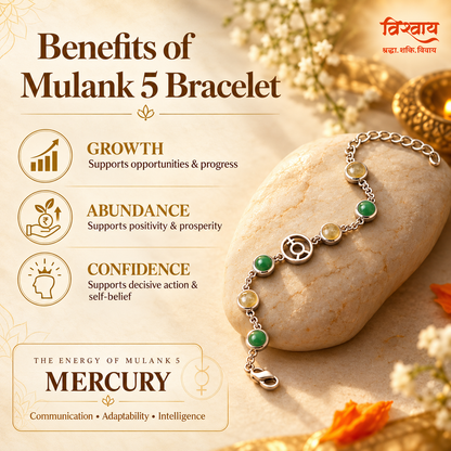Mulank 5 Budh Crystal Bracelet with FREE Raw Selenite Plate