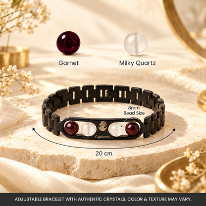 Capricorn Zodiac Metal Bracelet with Free Raw Selenite Plate