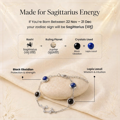 Sagittarius Zodiac Constellation Bracelet for Women with Free Selenite Plate — Inspired by the Sagittarius Constellation, Crafted for Sagittarius Energy