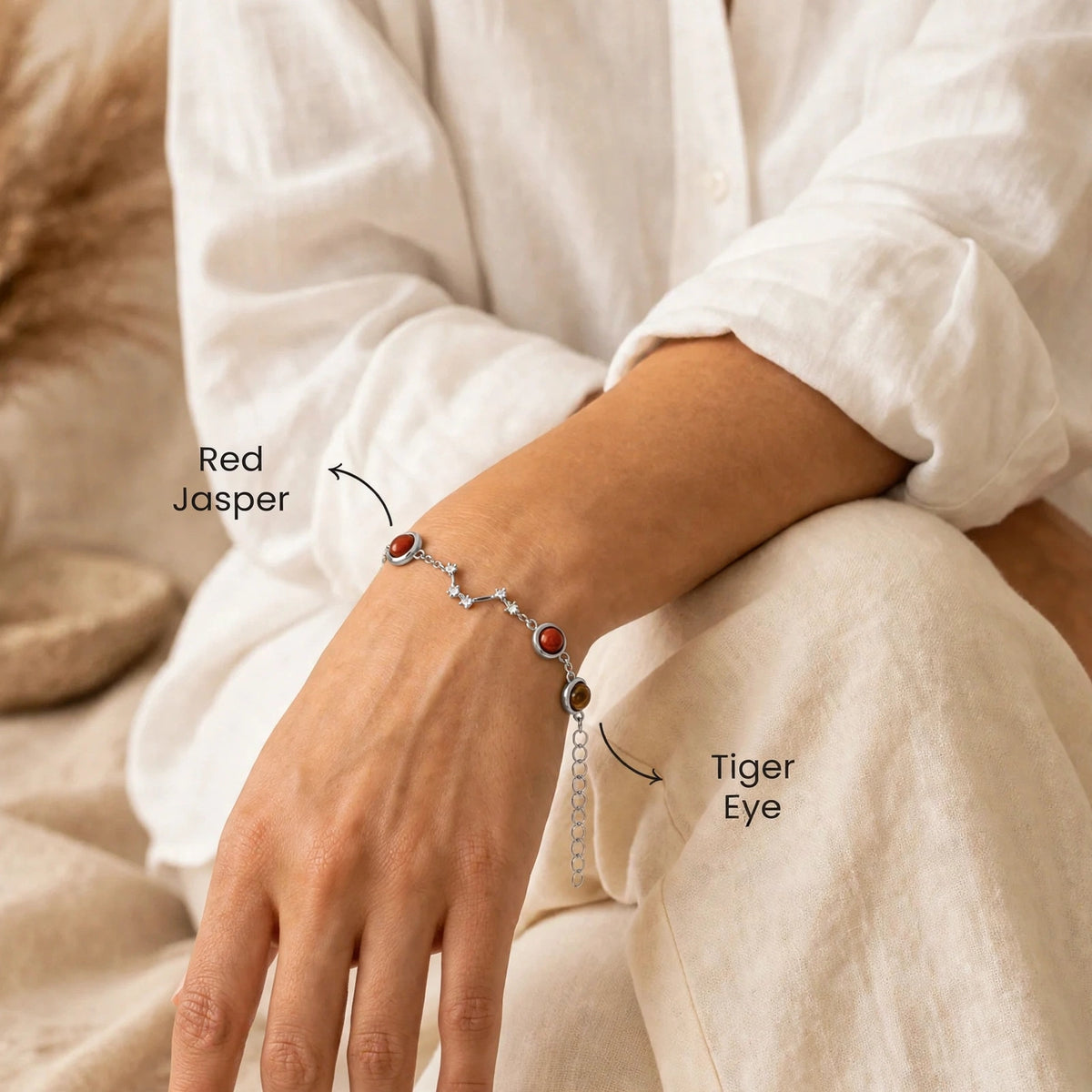 Aries Zodiac Constellation Bracelet for Women with Free Selenite Plate — Inspired by the Aries Constellation, Crafted for Aries Energy