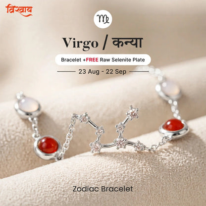 Virgo Zodiac Constellation Bracelet for Women with Free Selenite Plate — Inspired by the Virgo Constellation, Crafted for Virgo Energy