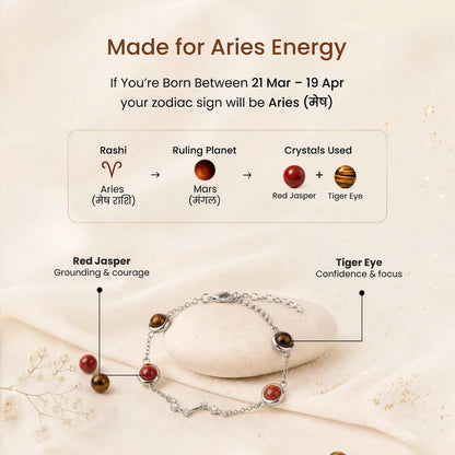 Aries Zodiac Constellation Bracelet for Women with Free Selenite Plate — Inspired by the Aries Constellation, Crafted for Aries Energy