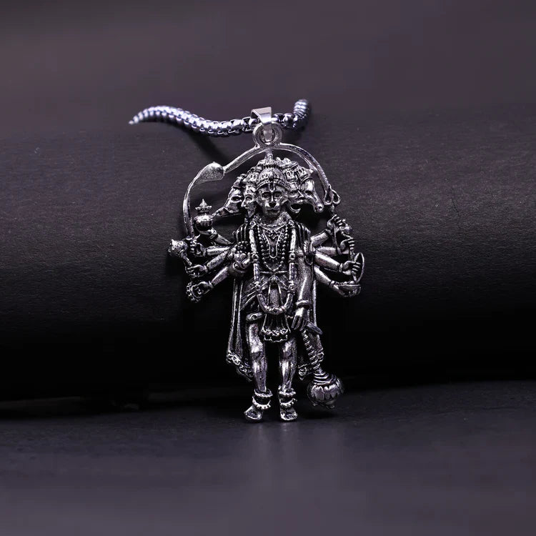 Silver‑Plated Panchmukhi Hanuman Pendant