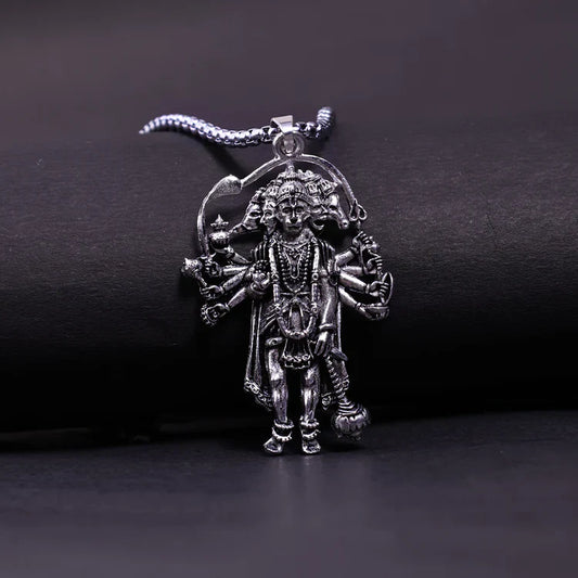 Silver‑Plated Panchmukhi Hanuman Pendant