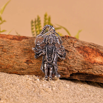 Silver‑Plated Panchmukhi Hanuman Pendant