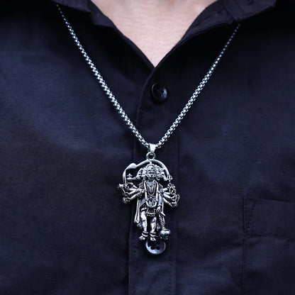 Silver‑Plated Panchmukhi Hanuman Pendant