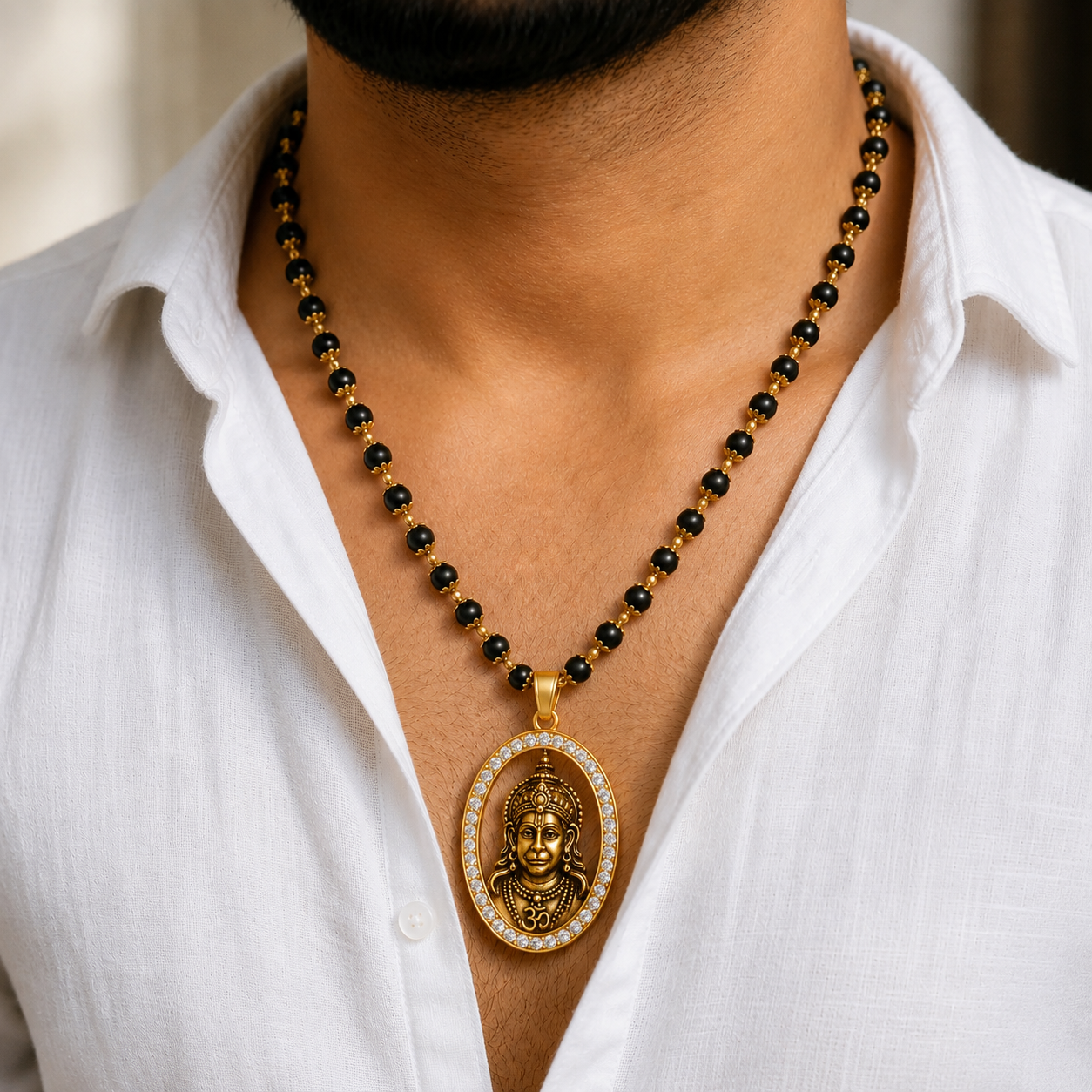 Hanuman Ji Halo Pendant in Original Karungali Wood