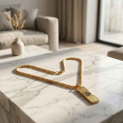 Om Pendant with Chain (Gold Finish)