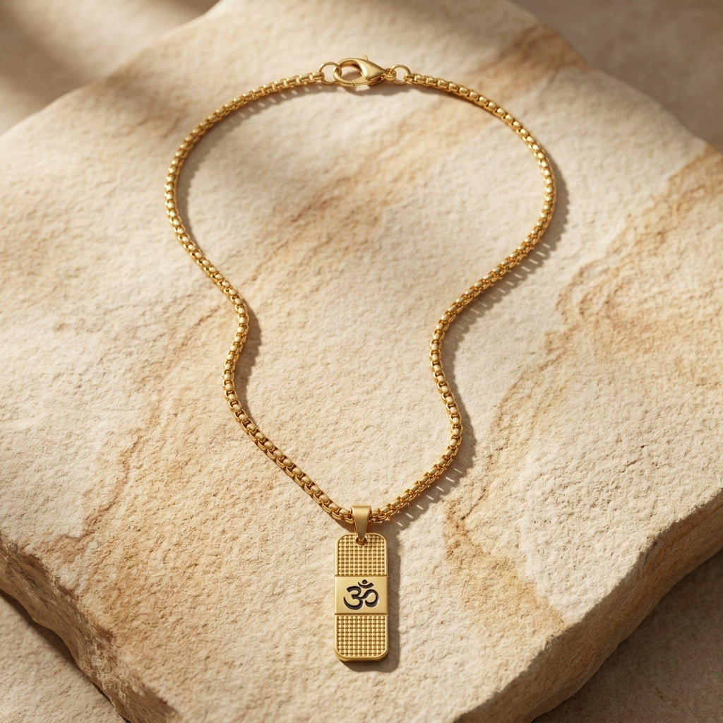 Om Pendant with Chain (Gold Finish)