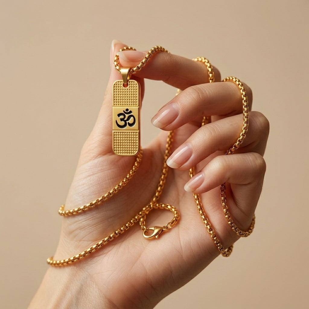 Om Pendant with Chain (Gold Finish)