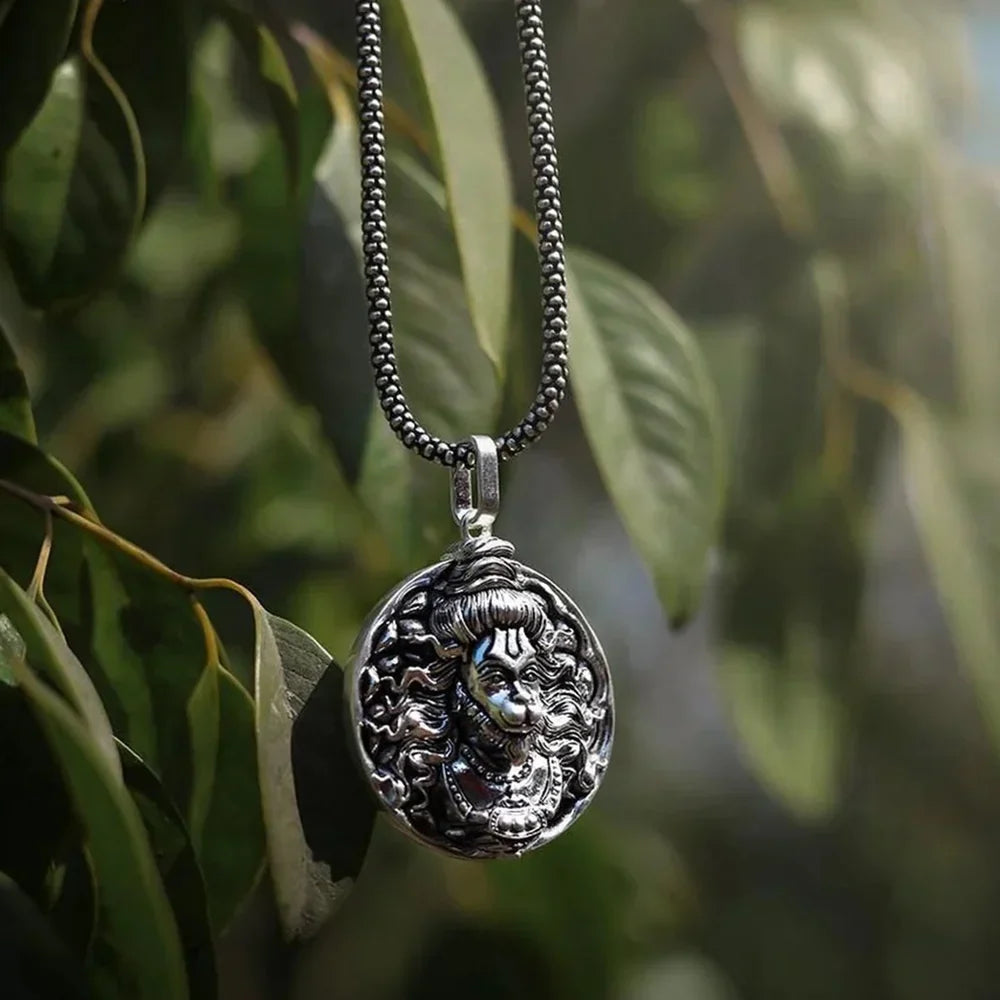Hanuman Ji Pendant Oxodaised Silver Chain