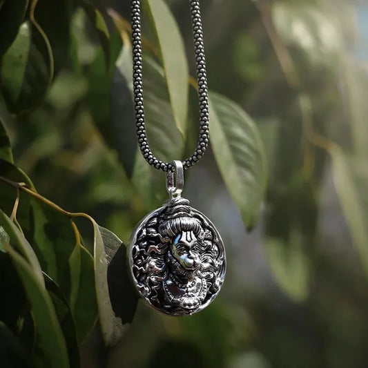 Hanuman Ji Pendant Oxodaised Silver Chain