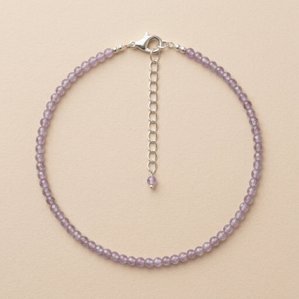 Natural Amethyst Beads Anklet | Calm, Peace &amp; Positive Energy