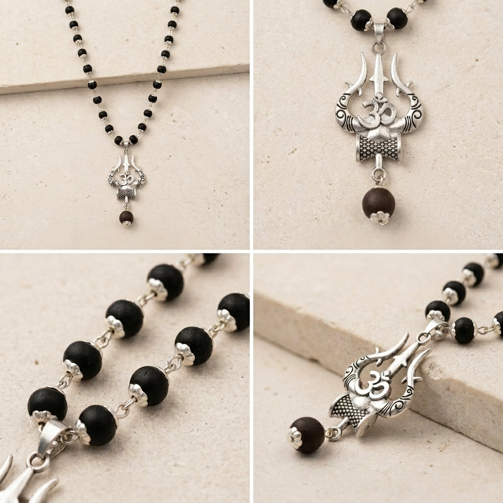 Karungali Mala with Om Shiva Pendant — Strength of Mahadev