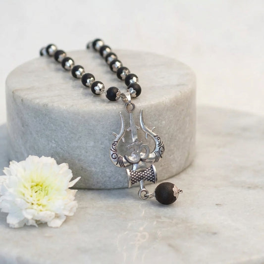 Karungali Mala with Om Shiva Pendant — Strength of Mahadev