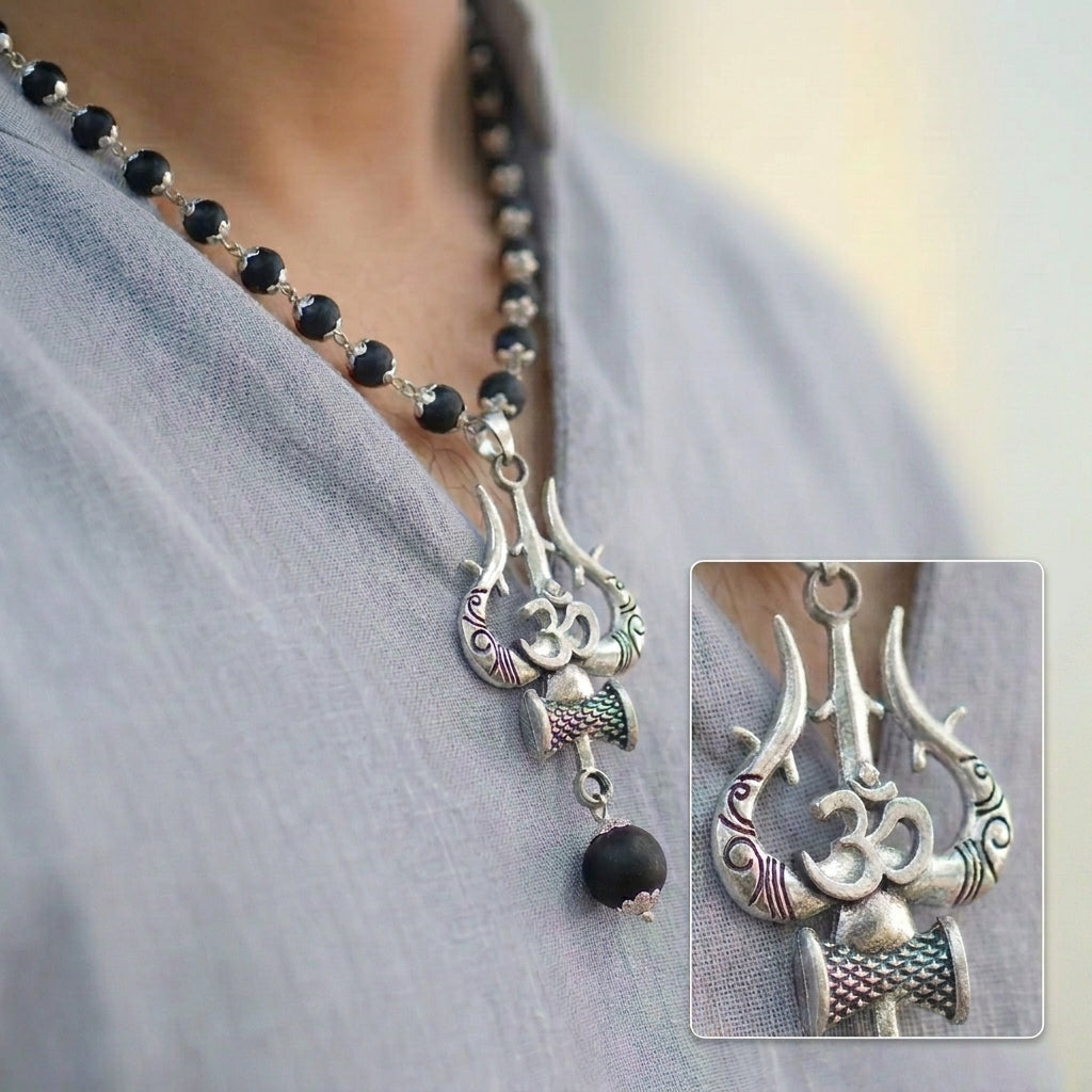Karungali Mala with Om Shiva Pendant — Strength of Mahadev