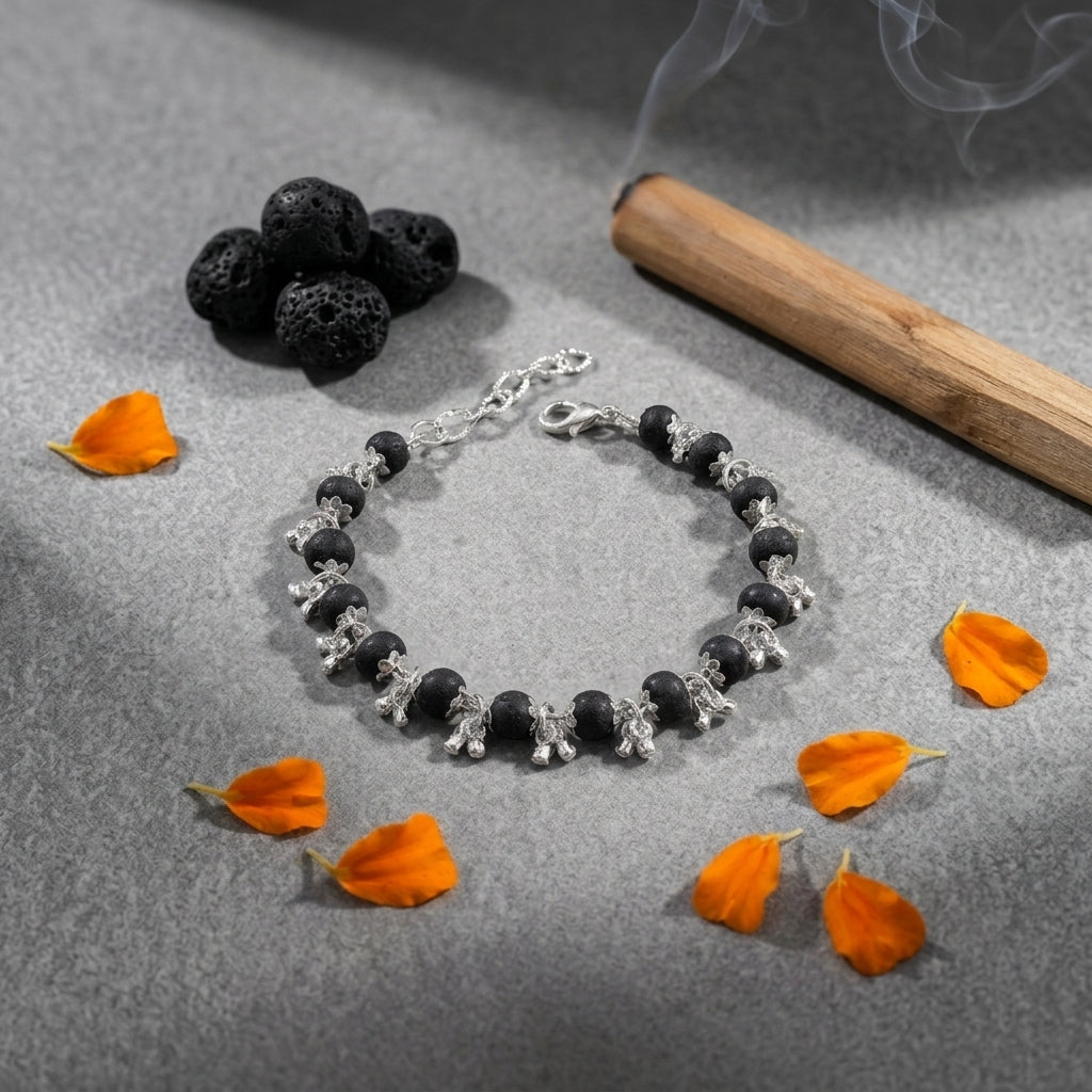 Silver Plated Karungali Ghunghroo Bracelet for Men & Women