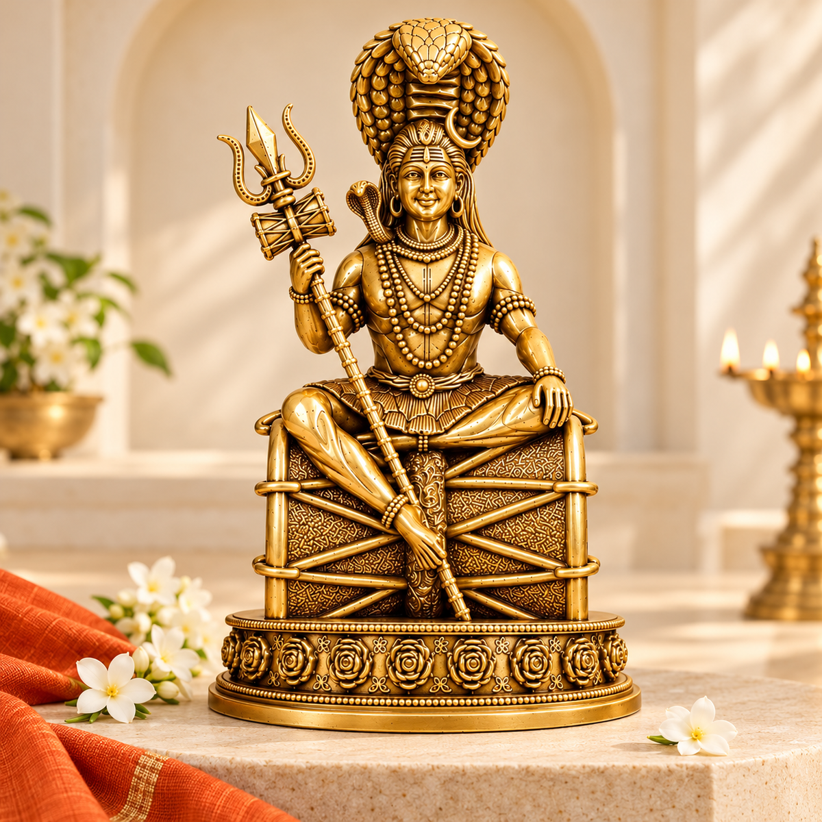 Nageshwar Mahadev Ji Idol for Home, Car & Office – Gold & Silver Finish