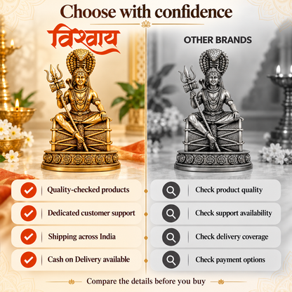 Nageshwar Mahadev Ji Idol for Home, Car & Office – Gold & Silver Finish
