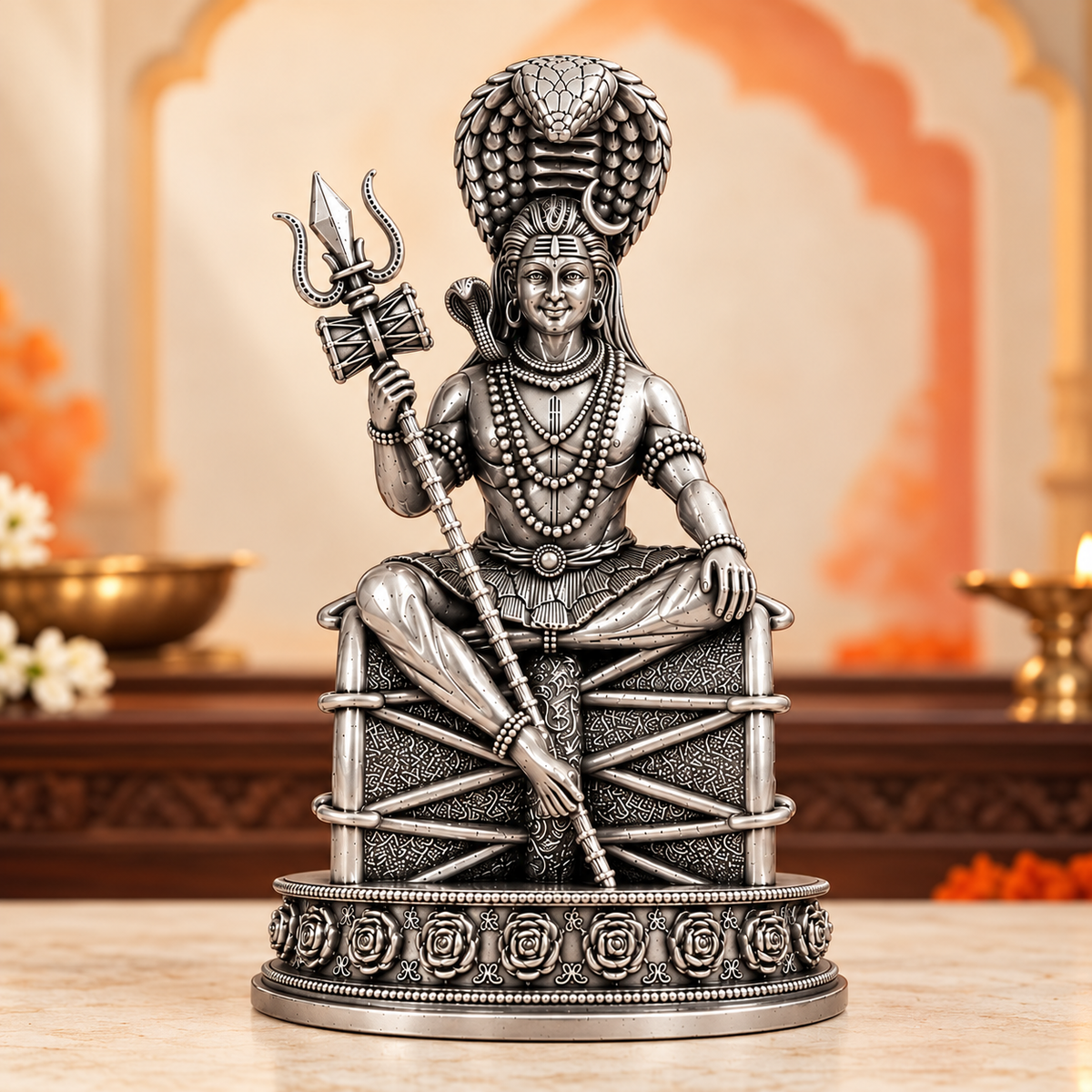 Nageshwar Mahadev Ji Idol for Home, Car & Office – Gold & Silver Finish