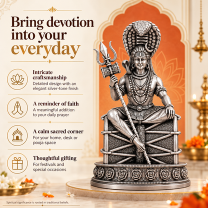 Nageshwar Mahadev Ji Idol for Home, Car & Office – Gold & Silver Finish