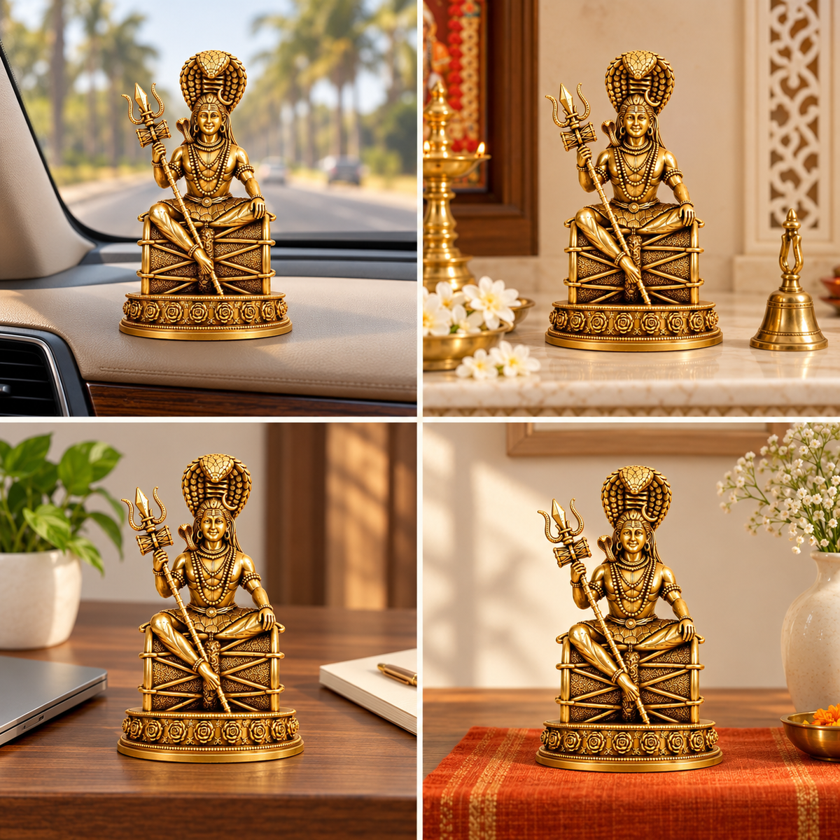 Nageshwar Mahadev Ji Idol for Home, Car & Office – Gold & Silver Finish