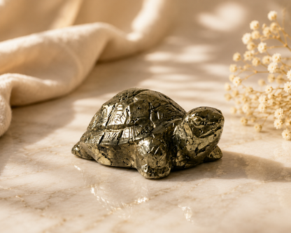 Natural Pyrite Vastu Tortoise (Kachhua) | Wealth, Stability &amp; Positive Energy