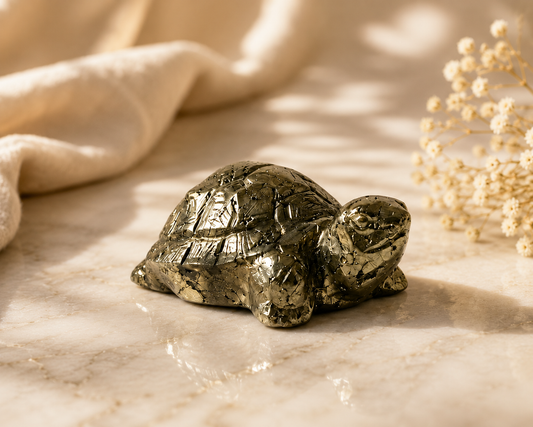 Natural Pyrite Vastu Tortoise (Kachhua) | Wealth, Stability &amp; Positive Energy